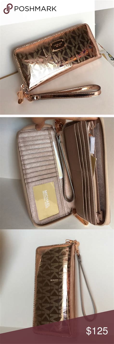 rose gold michael kors wallet